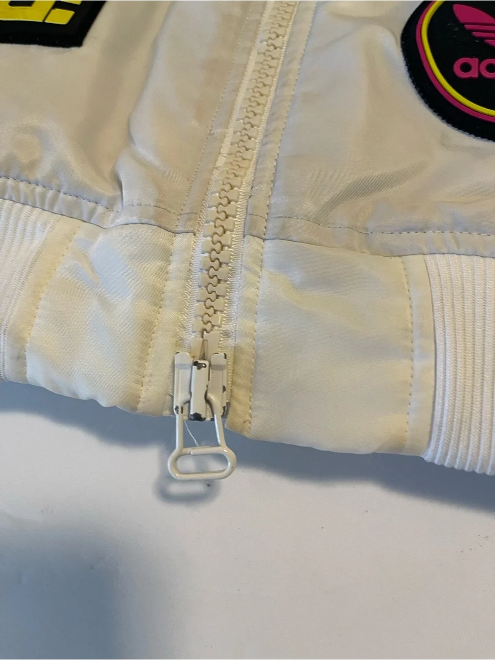 Adidas Bomber Jacket Mens Large Padded Patches Model BR7149 White